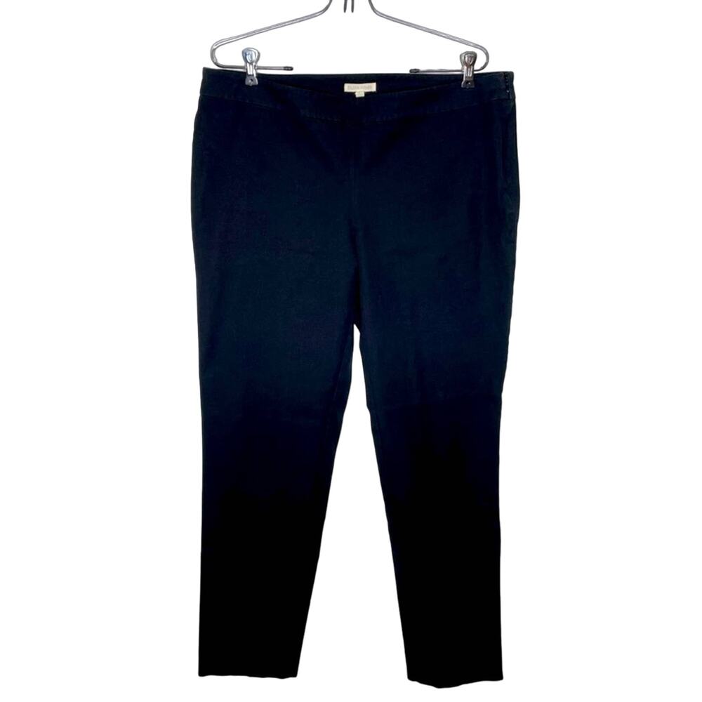 Eileen Fisher Organic Cotton Size L Black Stretch Cropped Ankle Zip Skinny Pants